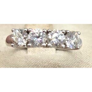 Sterling Silver 925 Four-Stone Round Cubic Zirconia Ring